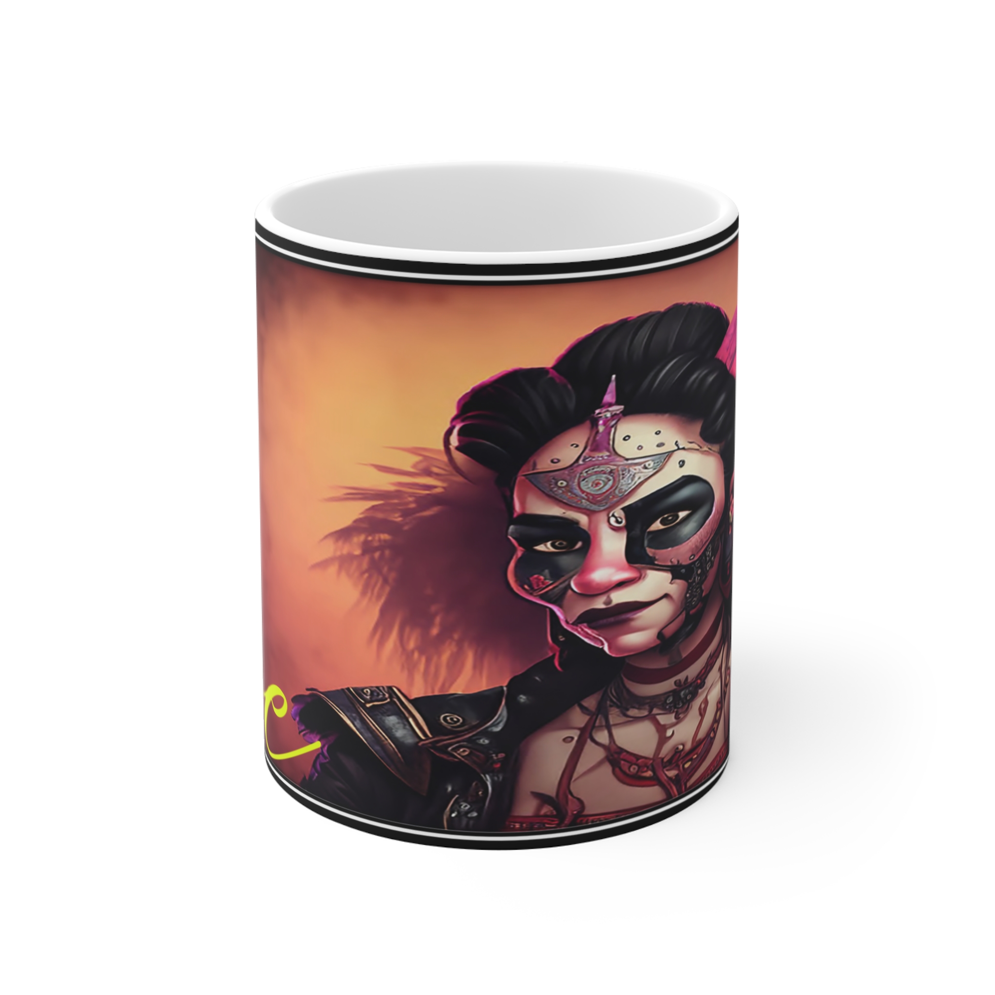 11oz Ceramic Mug — Day of the Dead Gothic Portrait with "Zoe" Name