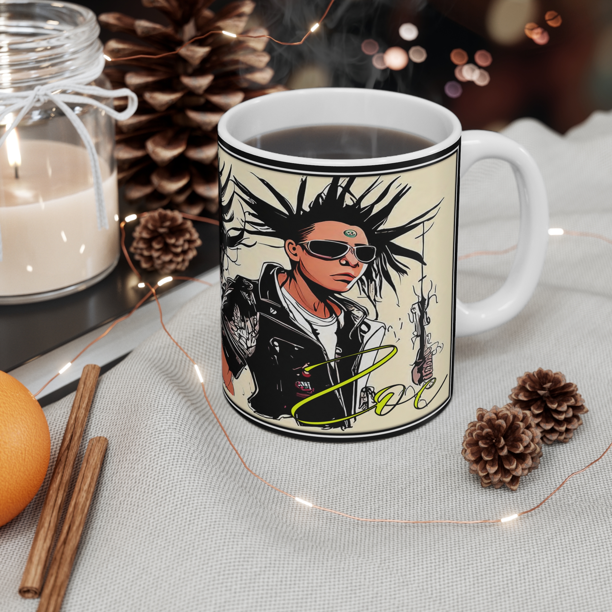 11oz Ceramic Mug — Punk Anime Character Art Coffee Cup - Image 4