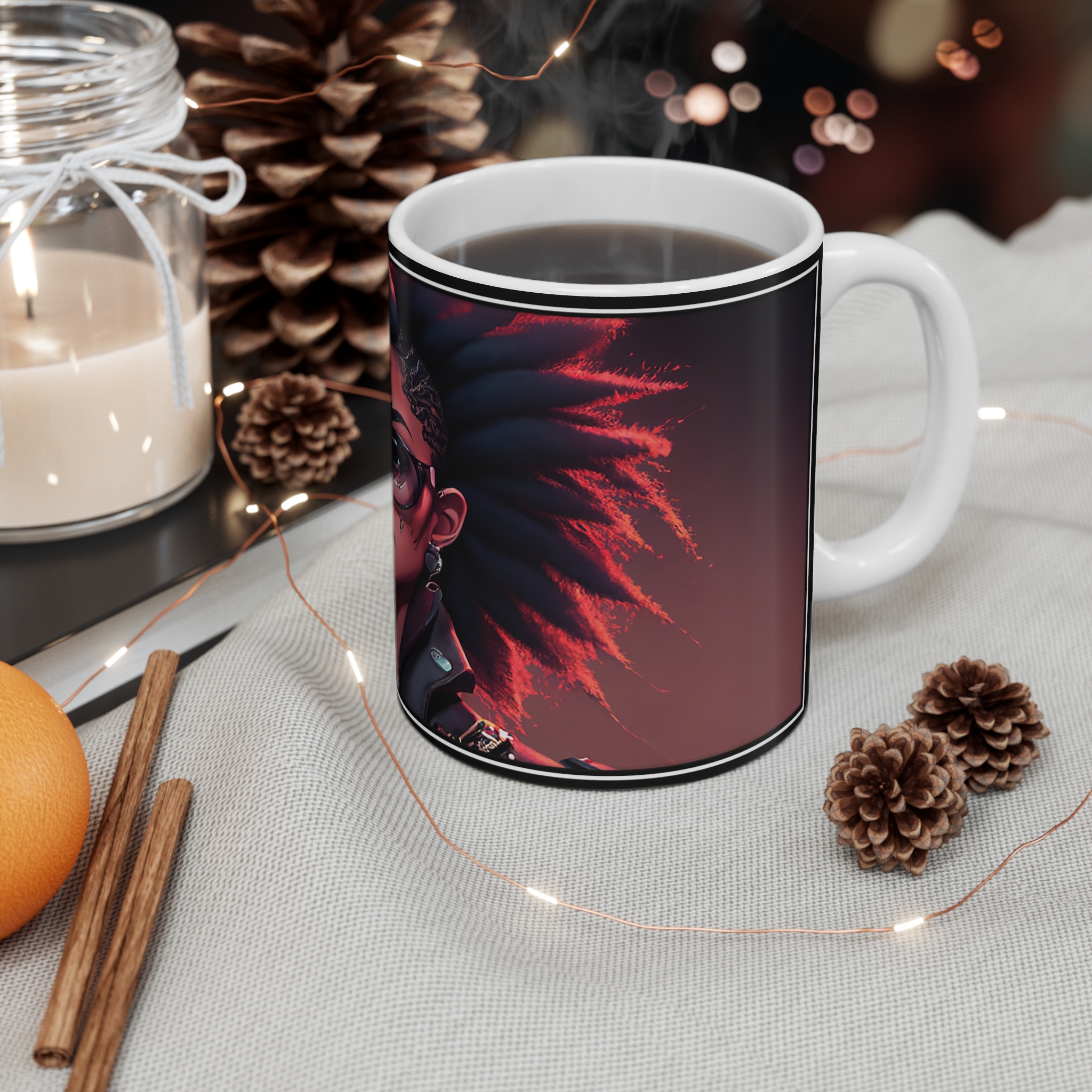 Mug — 'Zoe' Cyberpunk Portrait Coffee Mug (11oz) - Image 4