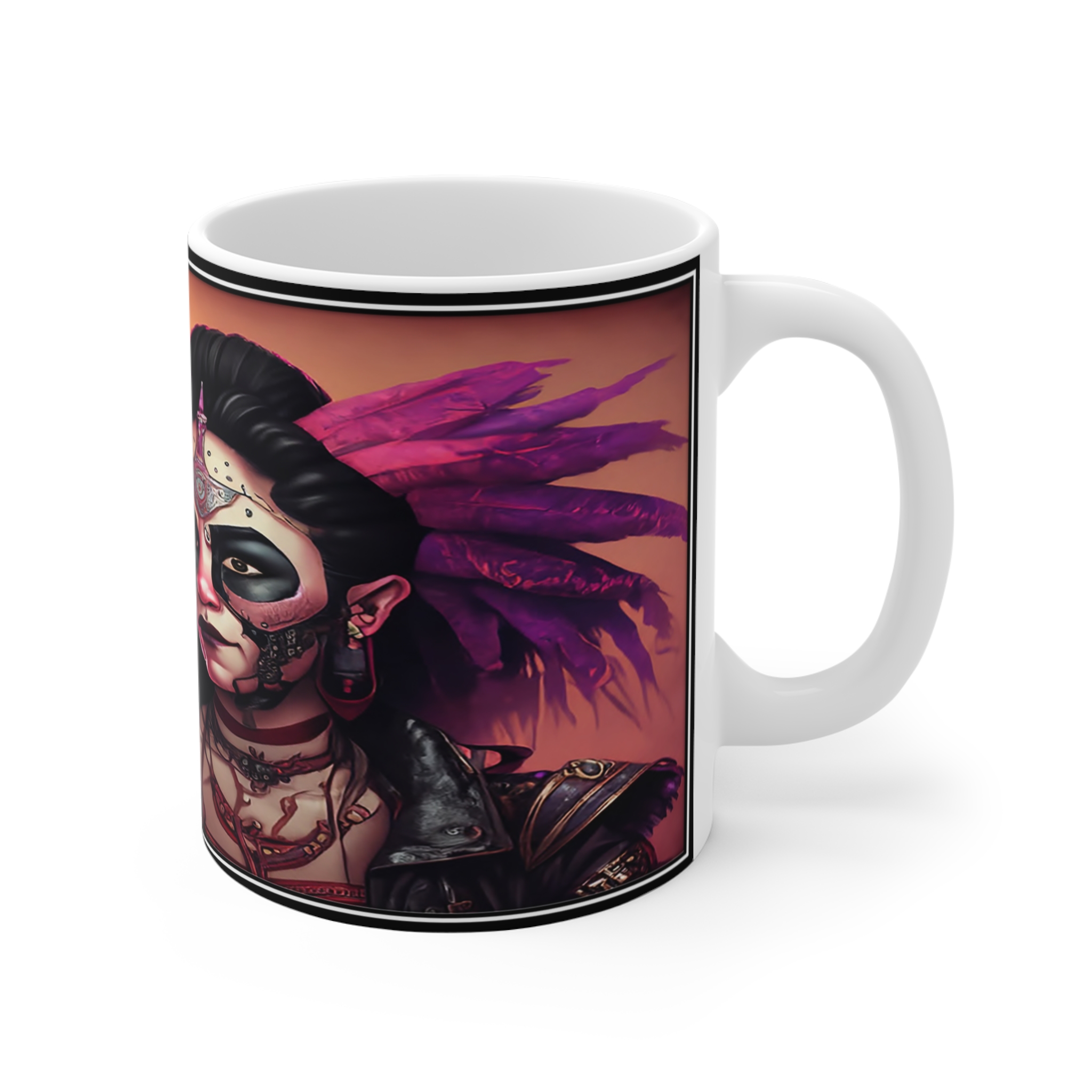 11oz Ceramic Mug — Day of the Dead Gothic Portrait with "Zoe" Name - Image 3