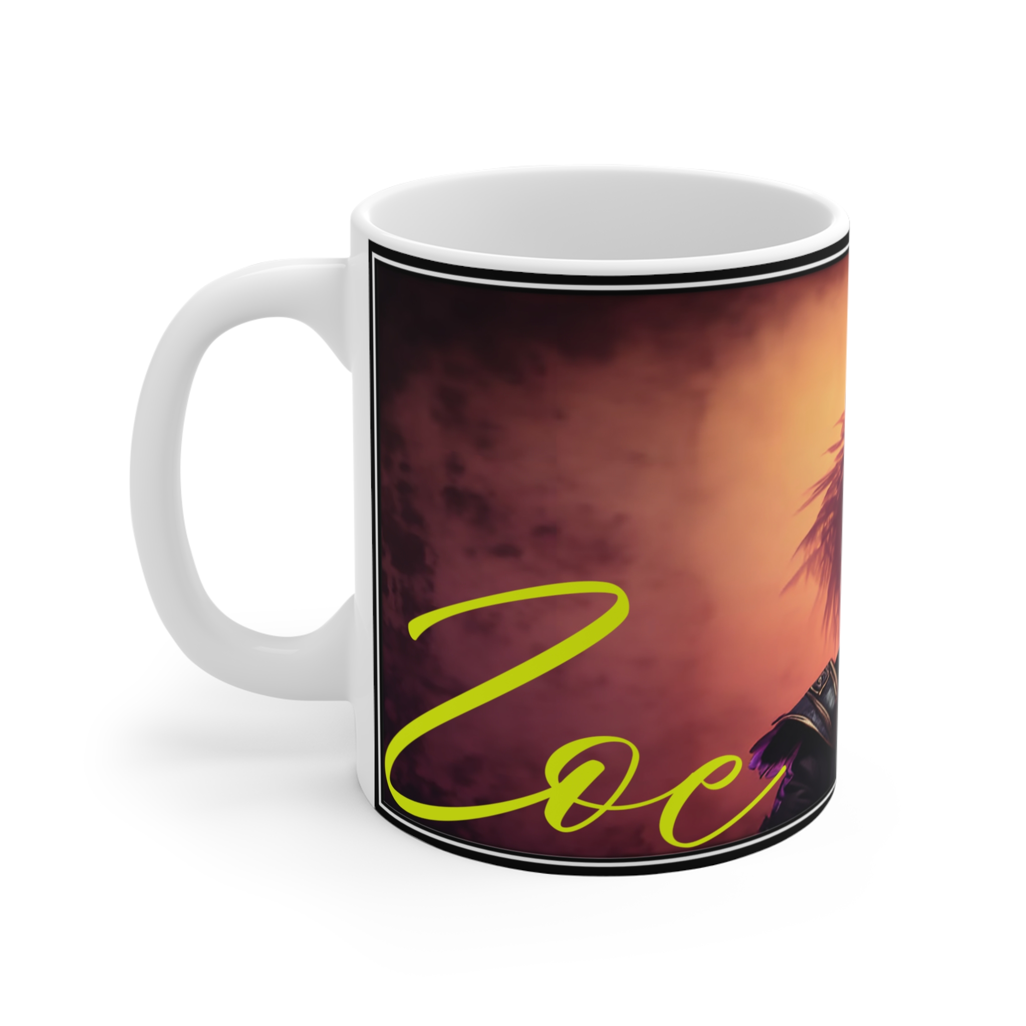 11oz Ceramic Mug — Day of the Dead Gothic Portrait with "Zoe" Name - Image 2
