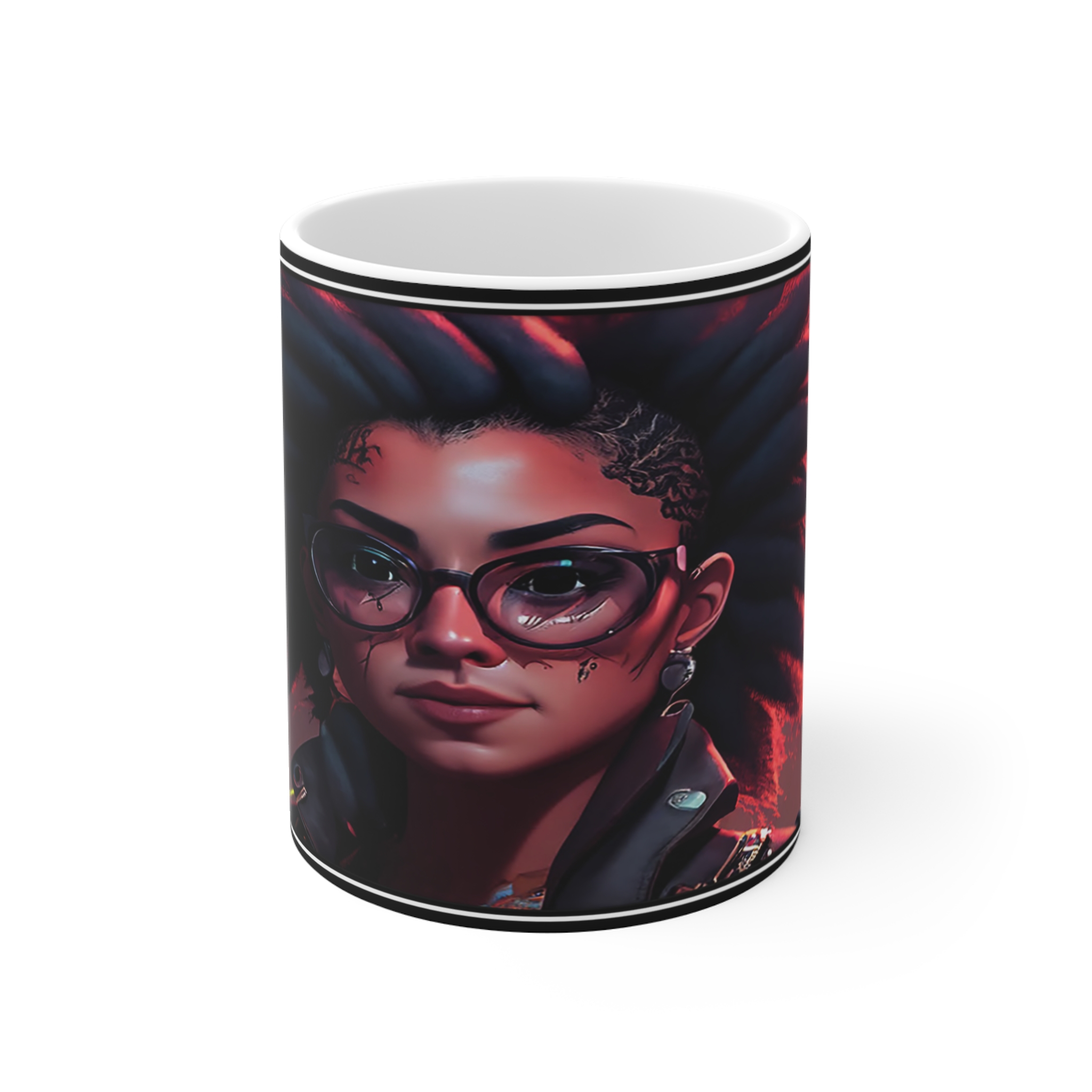 Mug — 'Zoe' Cyberpunk Portrait Coffee Mug (11oz)