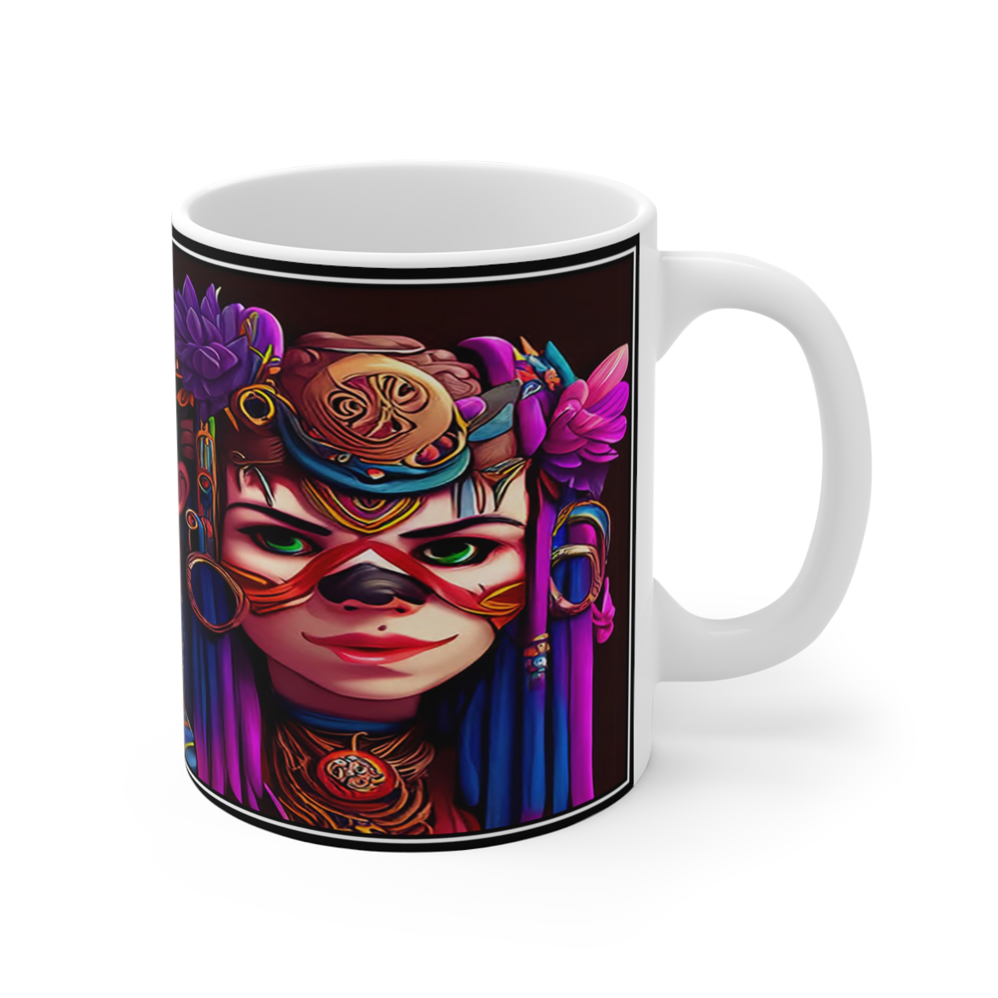 Day of the Dead Skull Portrait Mug – Colorful Dia de los Muertos Coffee Cup - Image 3