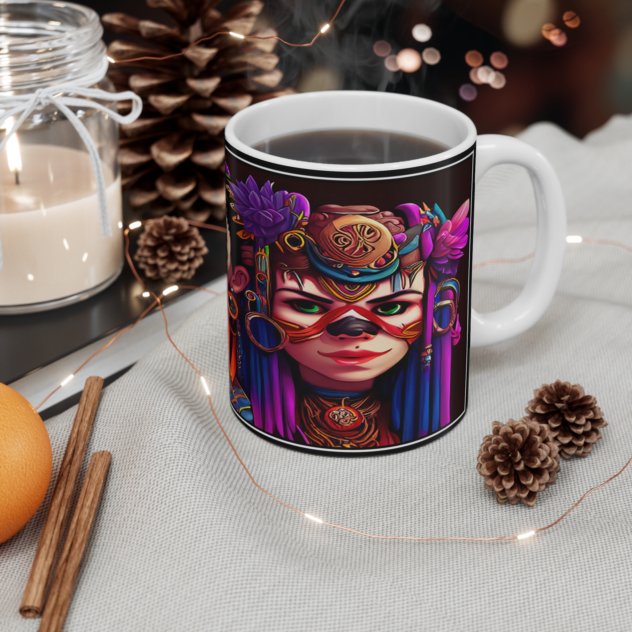Day of the Dead Skull Portrait Mug – Colorful Dia de los Muertos Coffee Cup - Image 4