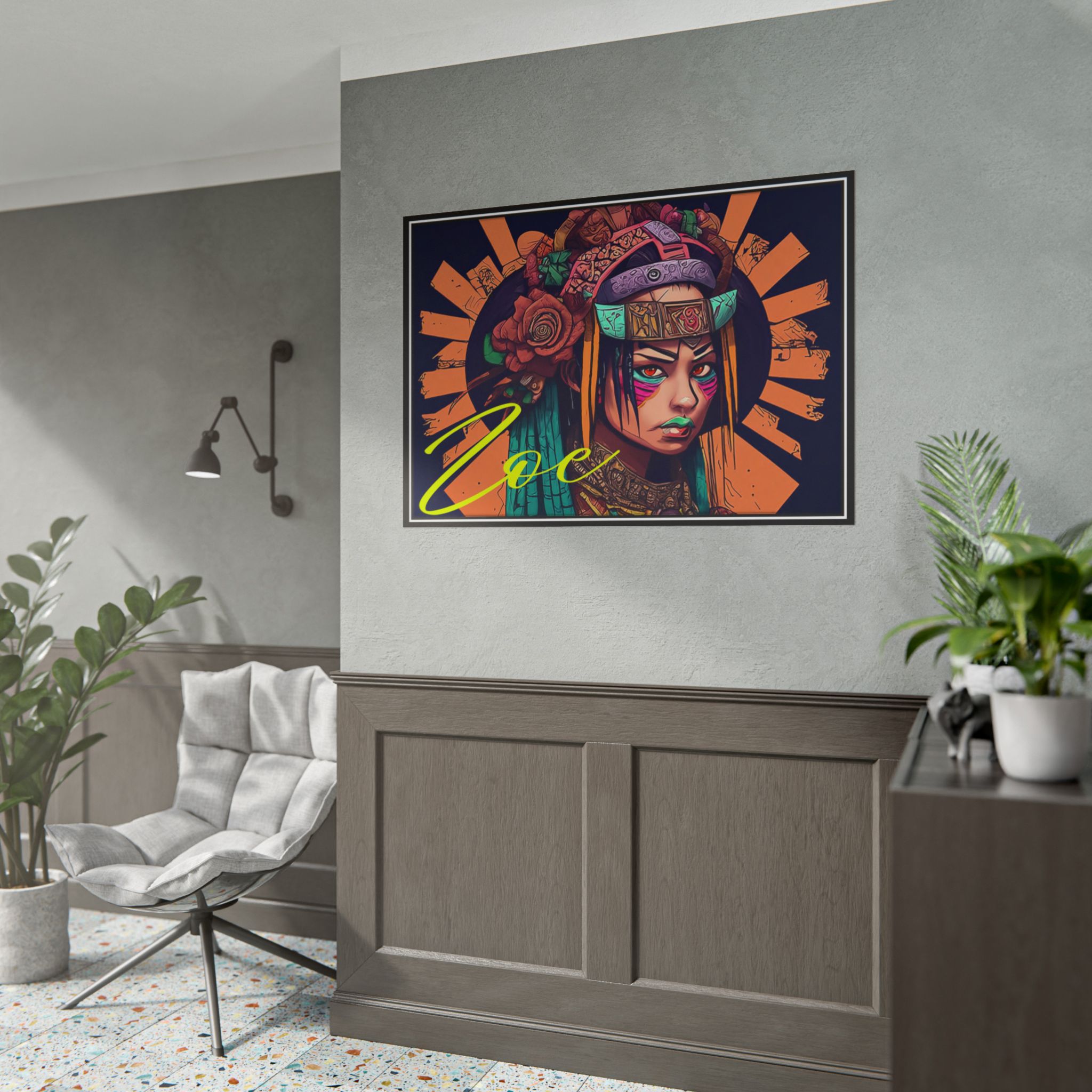 The Colorful Conundrum: Mirna's Quest for Motivational Mastery — "Zoe" Neon Tribal Portrait Art Print - Image 6
