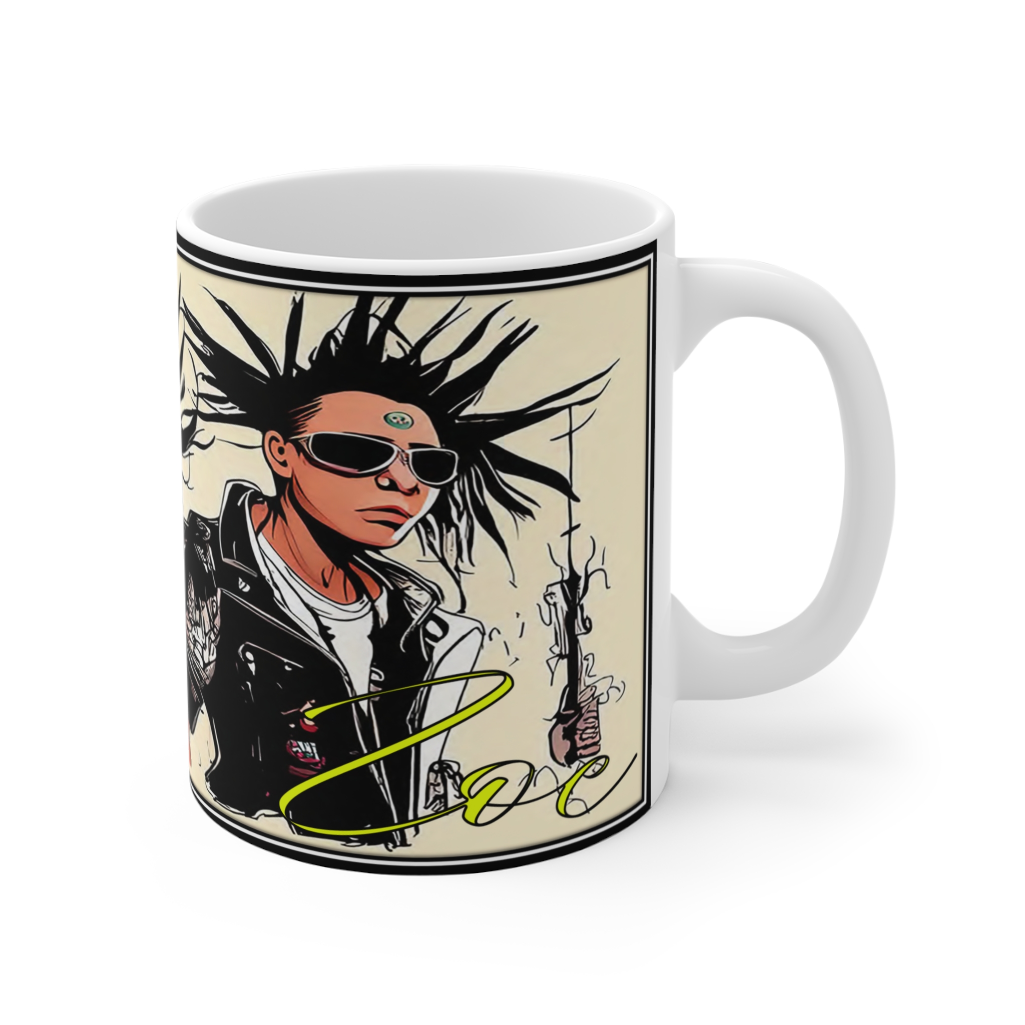 11oz Ceramic Mug — Punk Anime Character Art Coffee Cup - Image 3