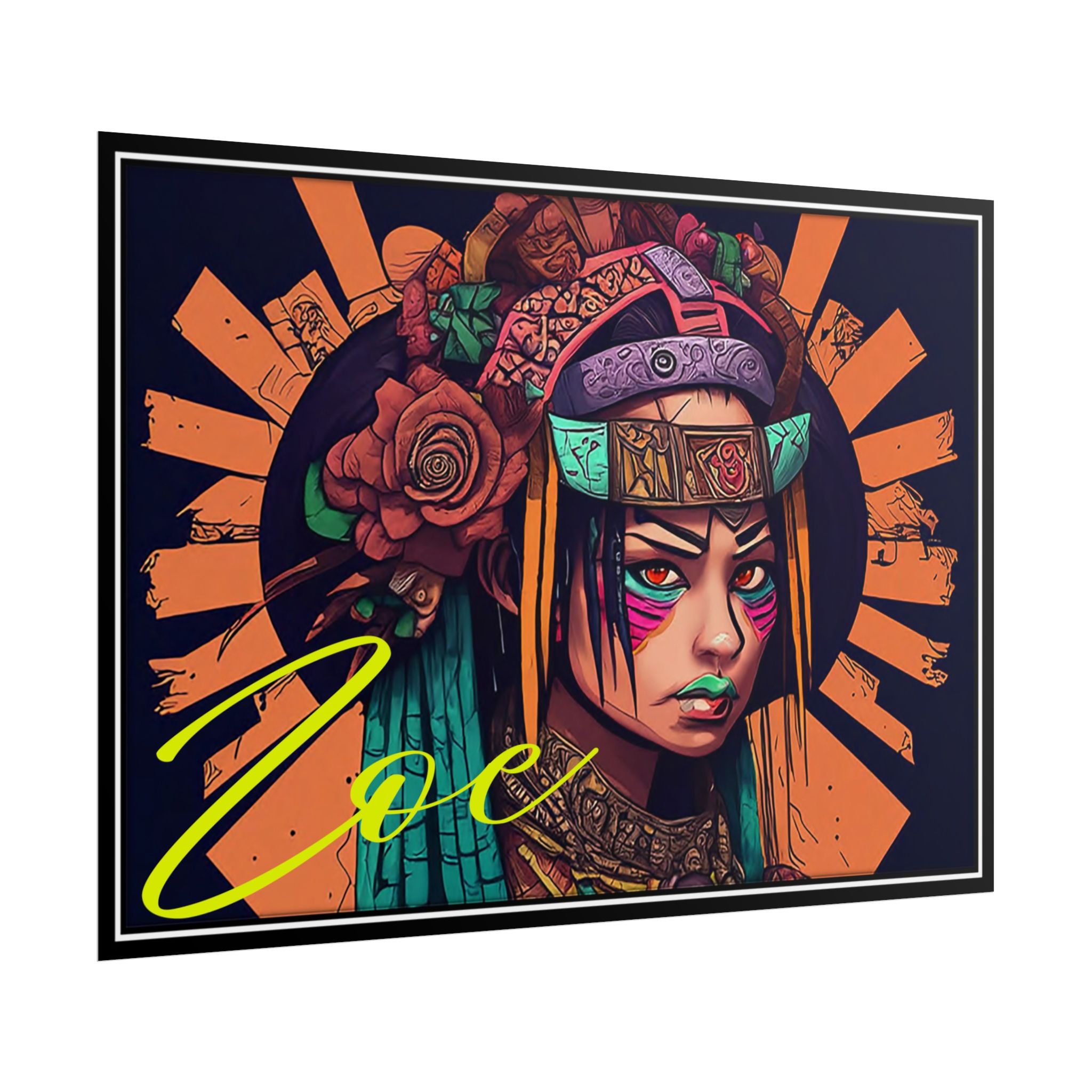The Colorful Conundrum: Mirna's Quest for Motivational Mastery — "Zoe" Neon Tribal Portrait Art Print - Image 2