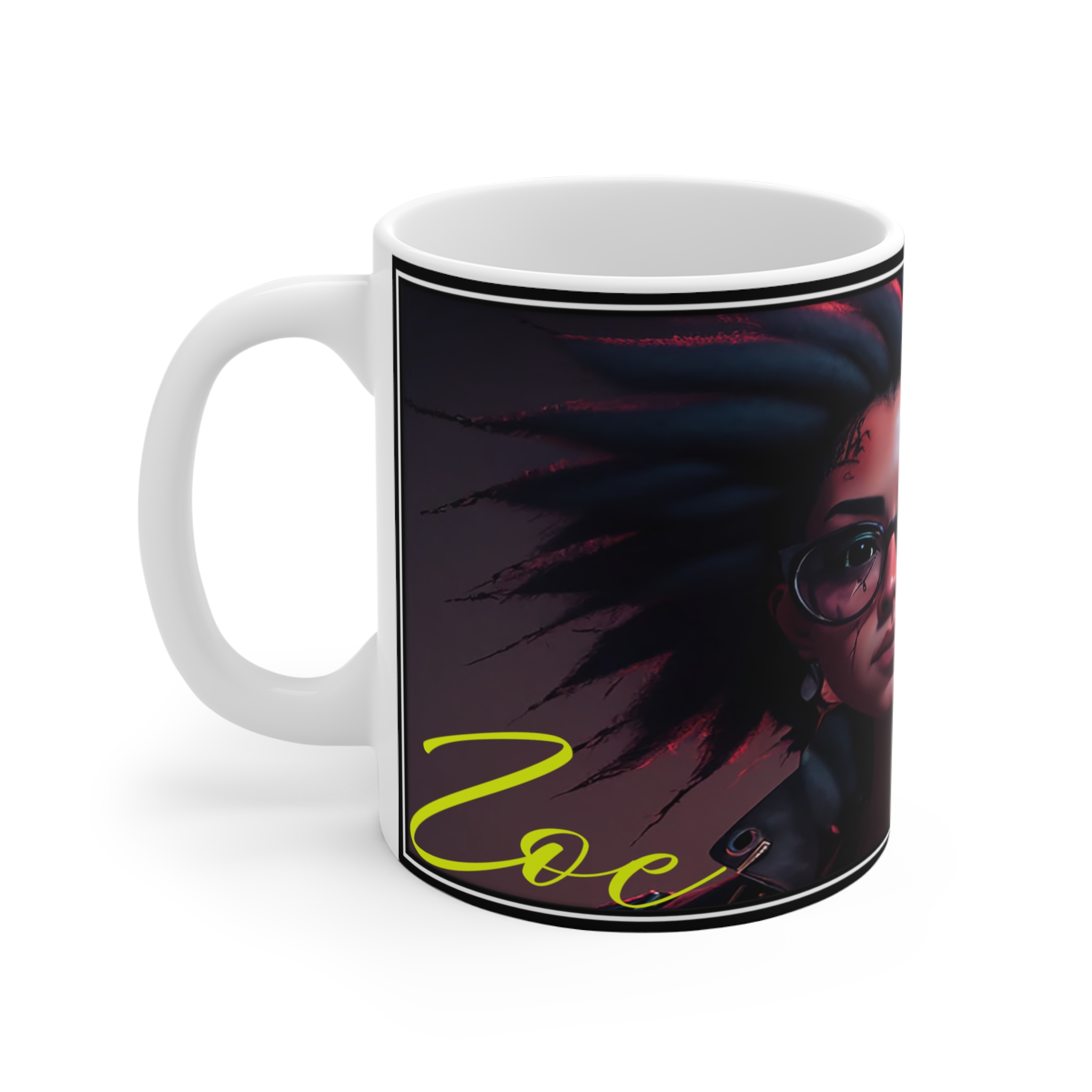 Mug — 'Zoe' Cyberpunk Portrait Coffee Mug (11oz) - Image 2